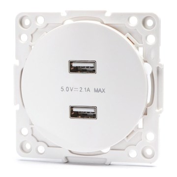 Aigostar - bezrāmja USB strāvas rozete, 2x USB-A, balta