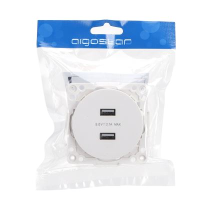 Aigostar - bezrāmja USB strāvas rozete, 2x USB-A, balta