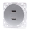 Aigostar - bezrāmju USB barošanas rozete, 2x USB-A, sudraba