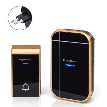 Aigostar - Bezvadu durvju zvans kontaktligzdai 230V/12V IP44 melns