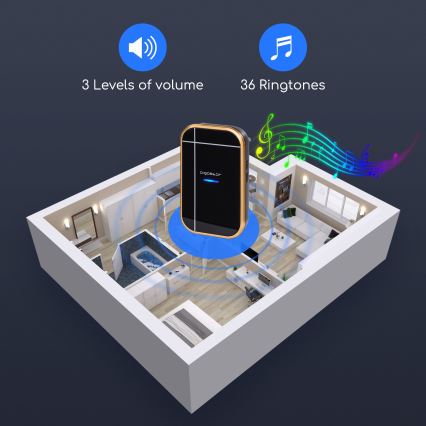 Aigostar - Bezvadu durvju zvans kontaktligzdai 230V/12V IP44 melns