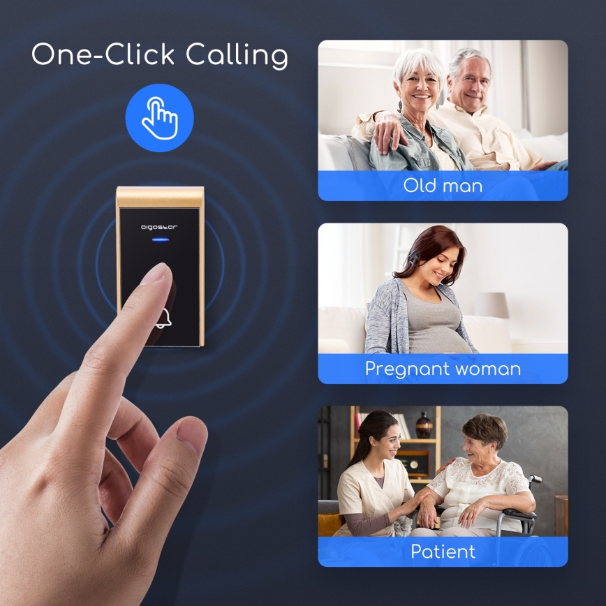 Aigostar - Bezvadu durvju zvans kontaktligzdai 230V/12V IP44 melns