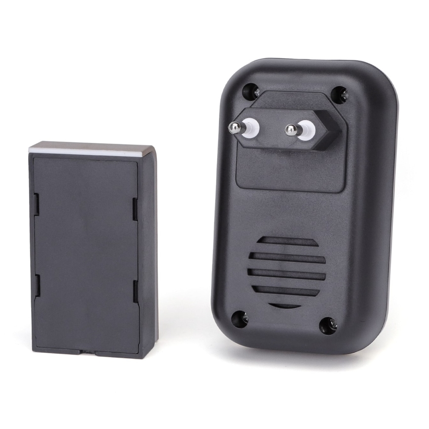 Aigostar - Bezvadu durvju zvans kontaktligzdai 230V/12V IP44 melns