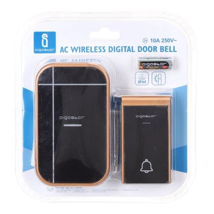 Aigostar - Bezvadu durvju zvans kontaktligzdai 230V/12V IP44 melns