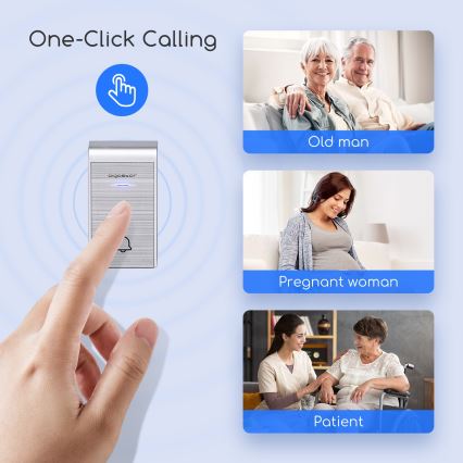 Aigostar - Bezvadu durvju zvans kontaktligzdai 230V/12V IP44 sudraba krāsā