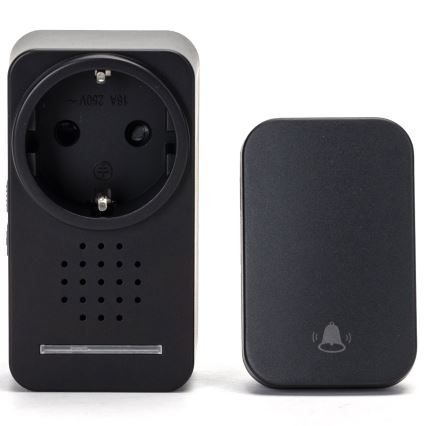 Aigostar - Bezvadu kontaktligzdas durvju zvans 1Z 230V IPX4 melna