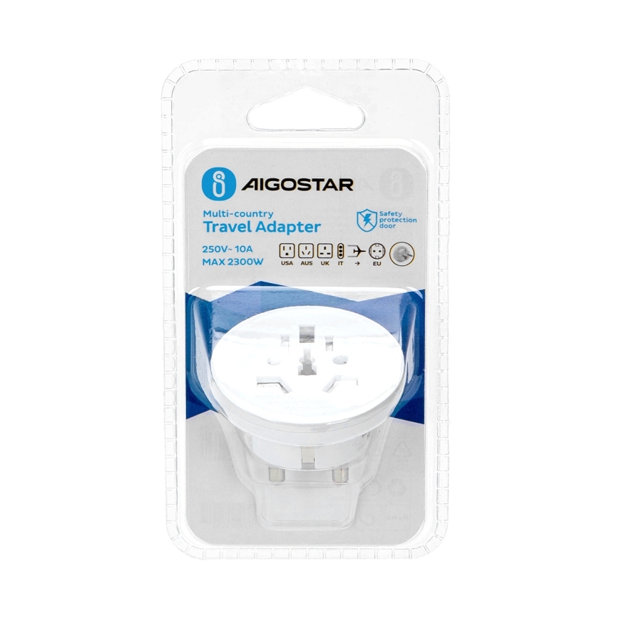 Aigostar - Ceļojumu adapteris uz ES, balts