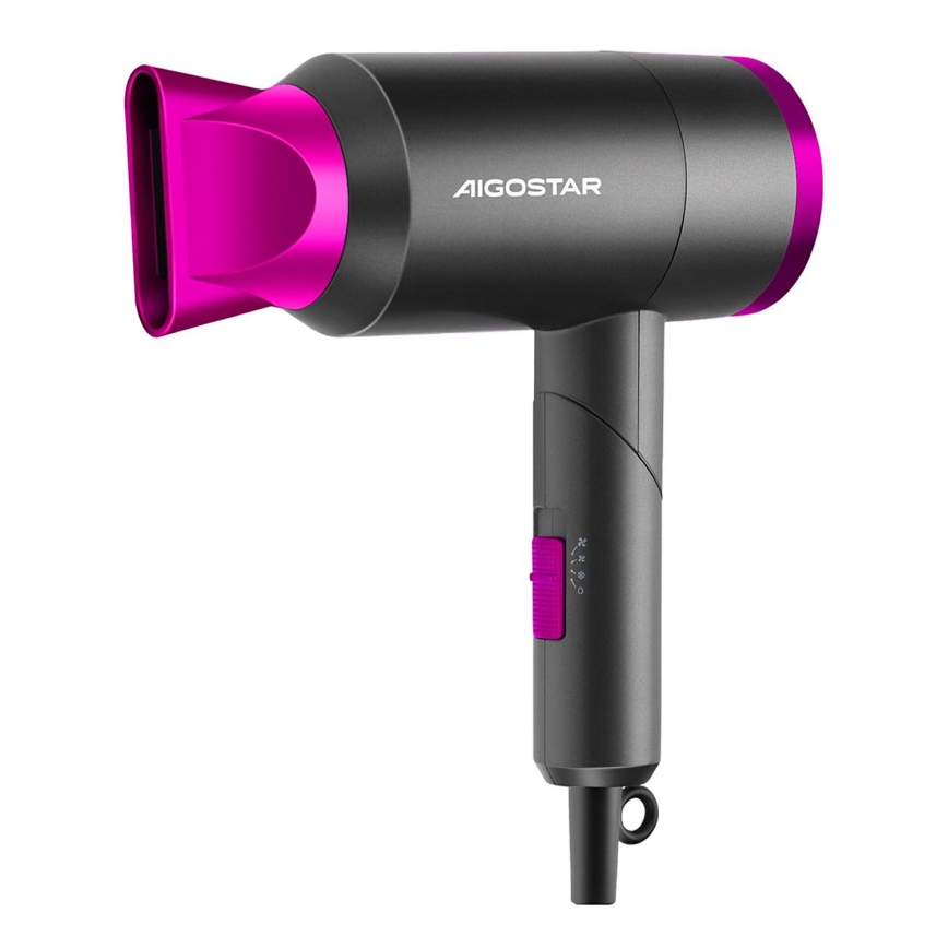 Aigostar - Ceļojumu matu fēns 1800W/230V violeta/melna