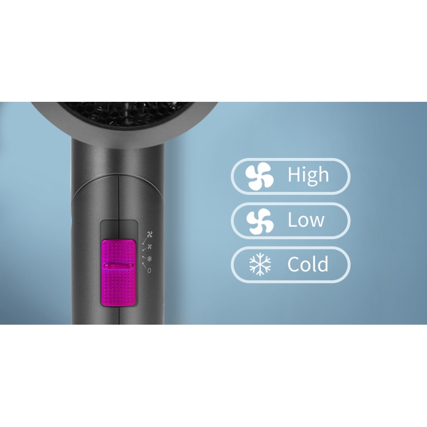 Aigostar - Ceļojumu matu fēns 1800W/230V violeta/melna