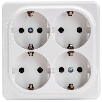 Aigostar - Četrkārša sienas kontaktligzda SCHUKO 250V balta