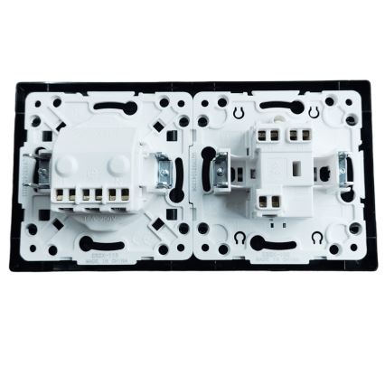 Aigostar - Divkāršs slēdzis Nr. 5 un SCHUKO kontaktligzda 230 V ar rāmi, melns