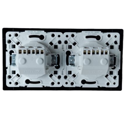Aigostar - Dubultā SCHUKO mājas kontaktligzda ar rāmi 230V/16A, melna