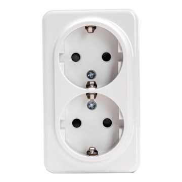 Aigostar - Dubultā sienas kontaktligzda SCHUKO 250V balta