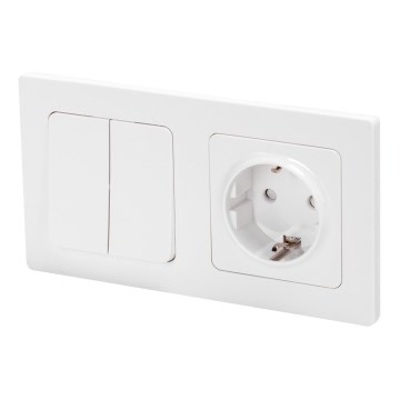 Aigostar - Dubultais slēdzis Nr. 1 un SCHUKO kontaktligzda 250V ar rāmi balta