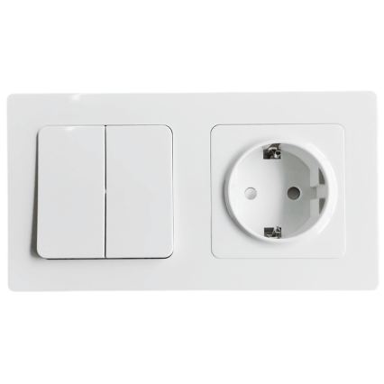 Aigostar - Dubultais slēdzis Nr. 1 un SCHUKO kontaktligzda 250V ar rāmi balta