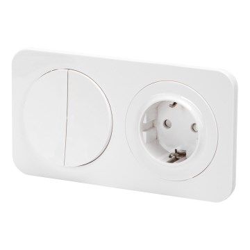 Aigostar - Dubultais slēdzis Nr. 5 un SCHUKO kontaktligzda 230 V ar baltu rāmi