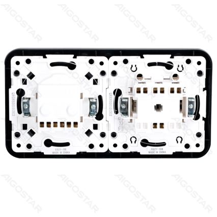 Aigostar - Dubultais slēdzis nr. 5 un SCHUKO kontaktligzda 230V ar rāmi, melna