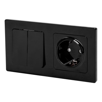 Aigostar - dubultais slēdzis Nr. 6 un SCHUKO kontaktligzda 230V ar melnu rāmi