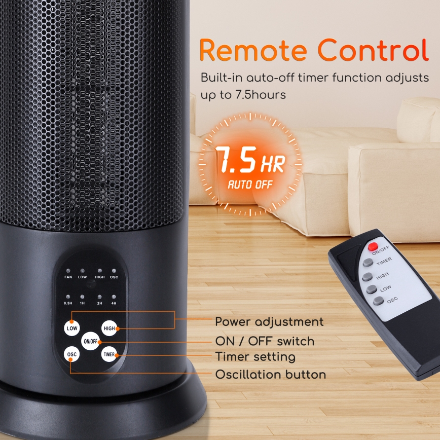 Aigostar - elektriskais sildītājs 1500W/230V + tālvadība