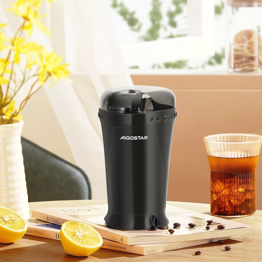 Aigostar - Elektriskās kafijas pupiņu dzirnaviņas 60g 200W/230V melna