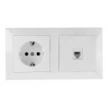 Aigostar - Ethernet ligzda un SCHUKO kontaktligzda ar rāmīti, balta
