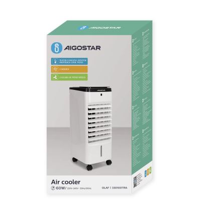 Aigostar - Gaisa dzesētājs 60W/230V balta/melna + tālvadības pults