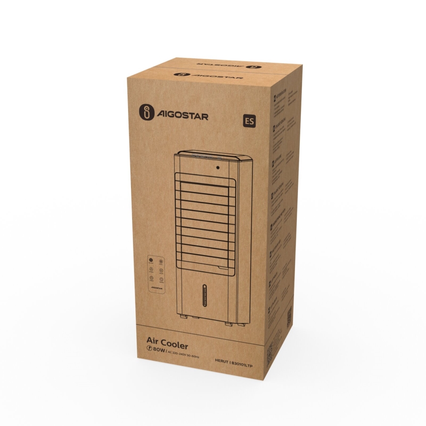 Aigostar - Gaisa dzesētājs 80W/230V balta + tālvadības pults