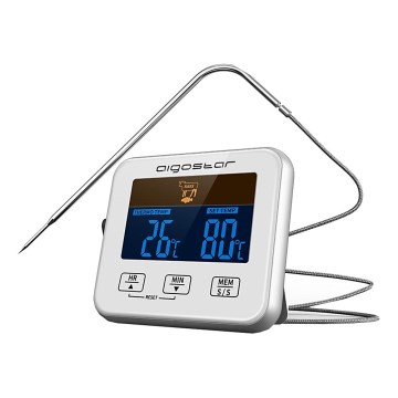 Aigostar - Gaļas termometrs ar LCD ekrānu 0-250 °C 2xAAA