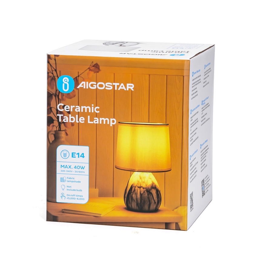 Aigostar - Galda lampa 1xE14/40W/230V balta