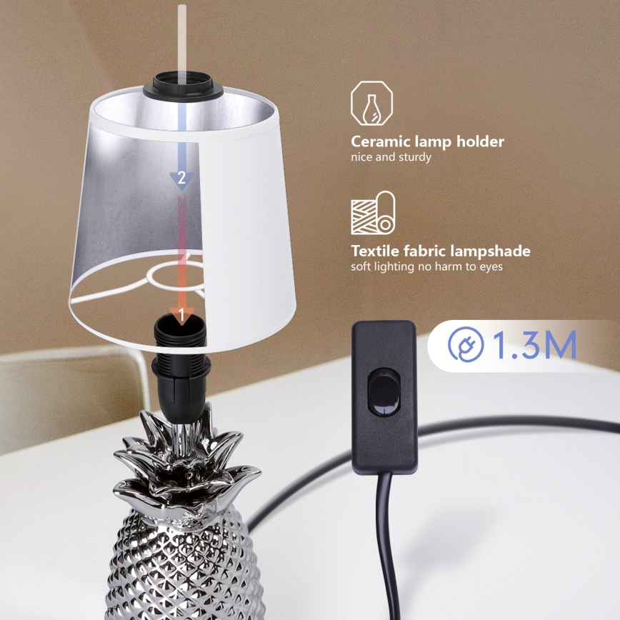 Aigostar - Galda lampa 1xE14/40W/230V hroms