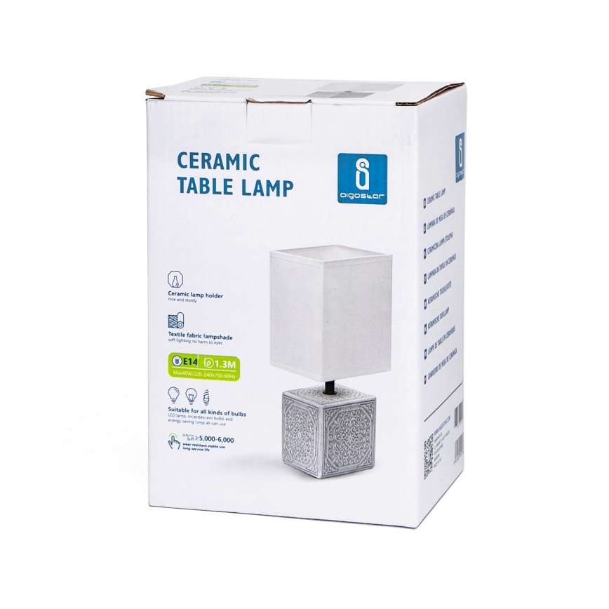 Aigostar - Galda lampa 1xE14/40W/230V pelēka/balta