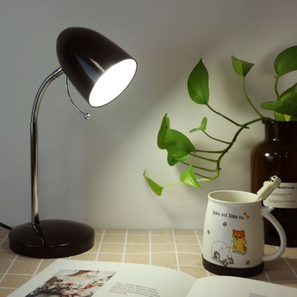 Aigostar - Galda lampa 1xE27/36W/230V melna/hroms