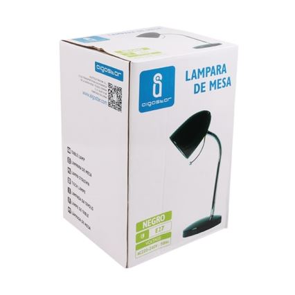 Aigostar - Galda lampa 1xE27/36W/230V melna/hroms