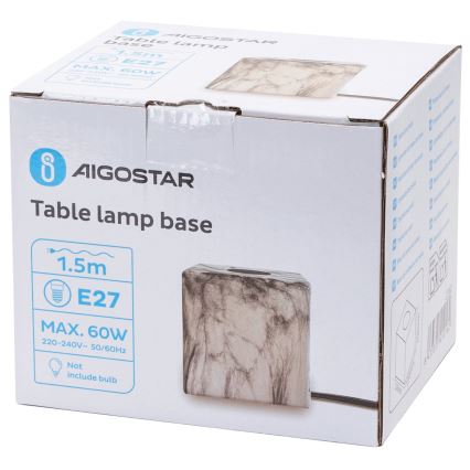 Aigostar - Galda lampa 1xE27/60W/230V balta/pelēka