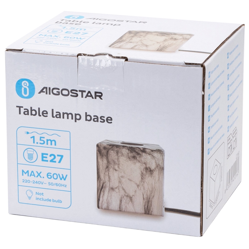 Aigostar - Galda lampa 1xE27/60W/230V balta/pelēka