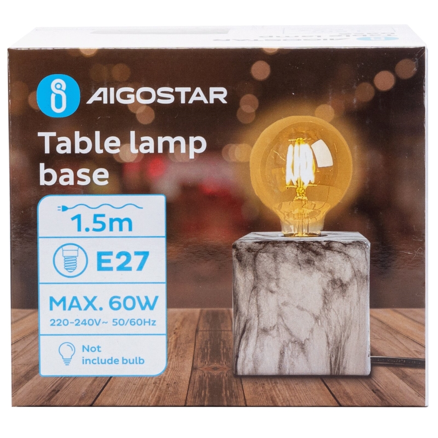 Aigostar - Galda lampa 1xE27/60W/230V balta/pelēka