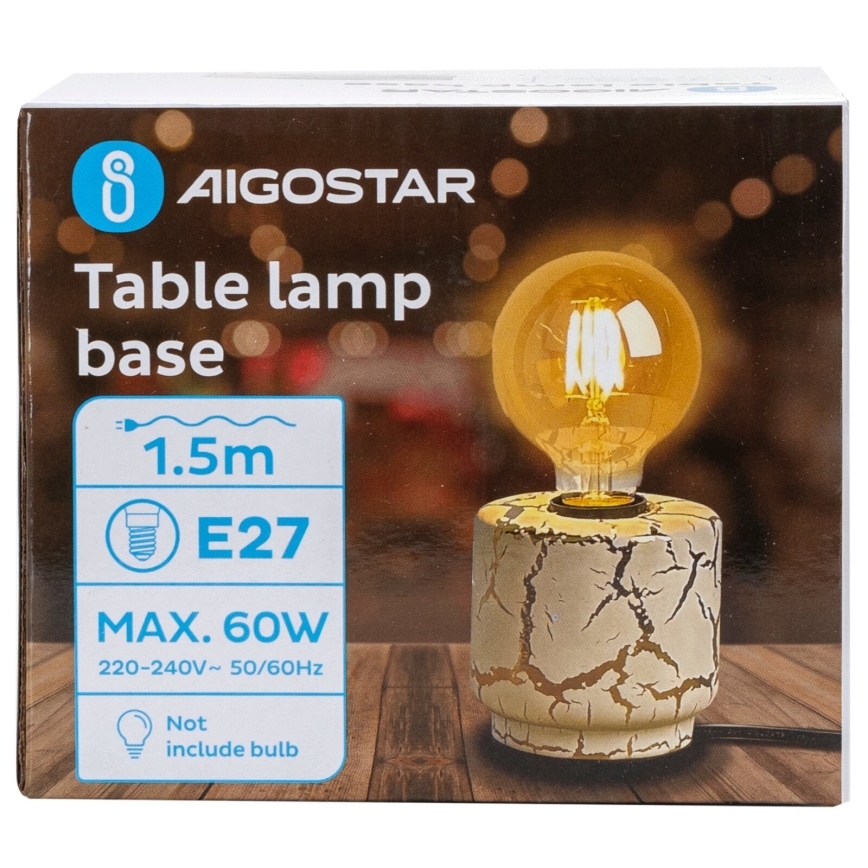 Aigostar - Galda lampa 1xE27/60W/230V balta/zelta