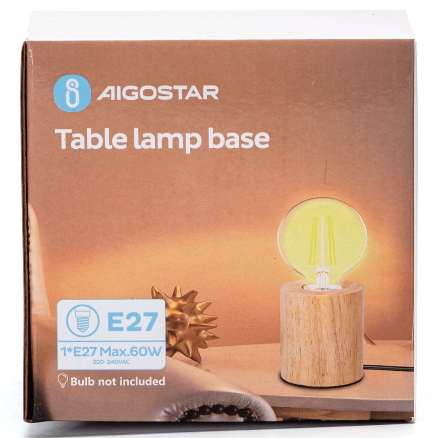 Aigostar - Galda lampa 1xE27/60W/230V bēša