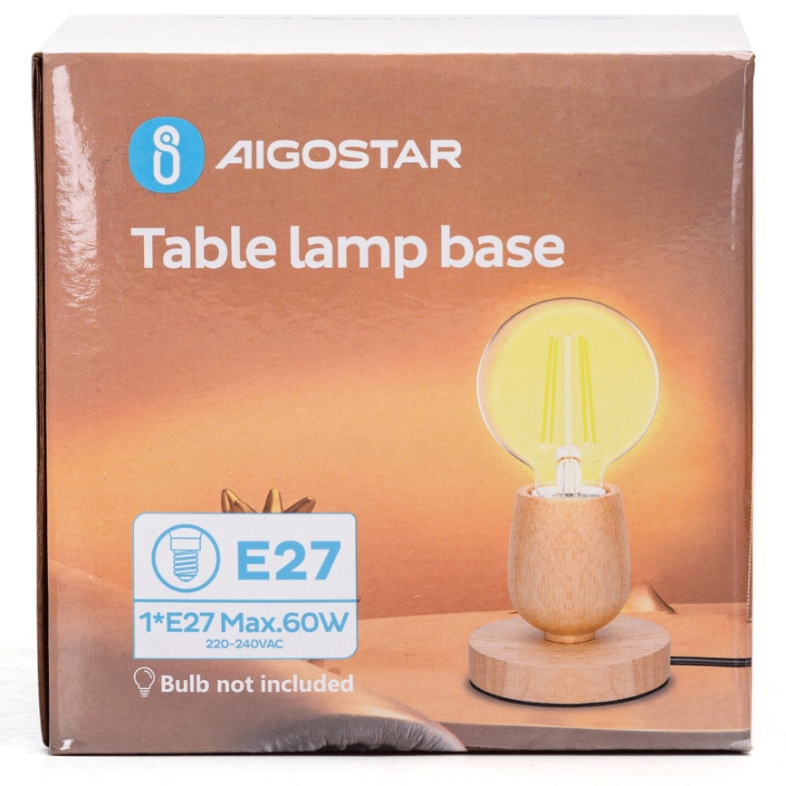 Aigostar - Galda lampa 1xE27/60W/230V bēša