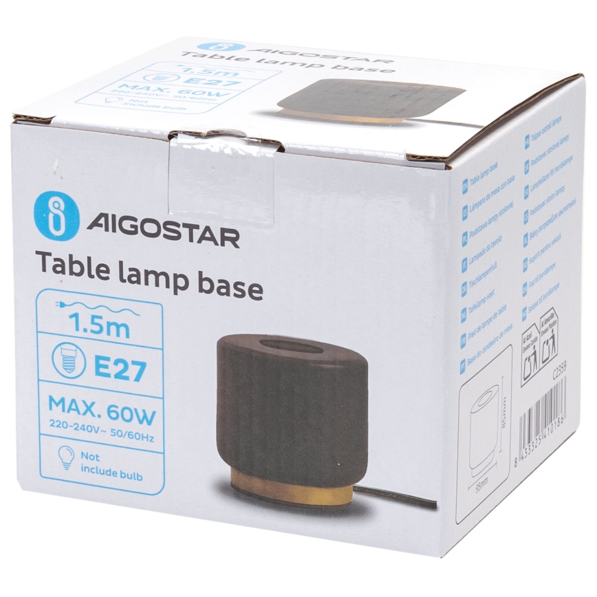 Aigostar - Galda lampa 1xE27/60W/230V melna
