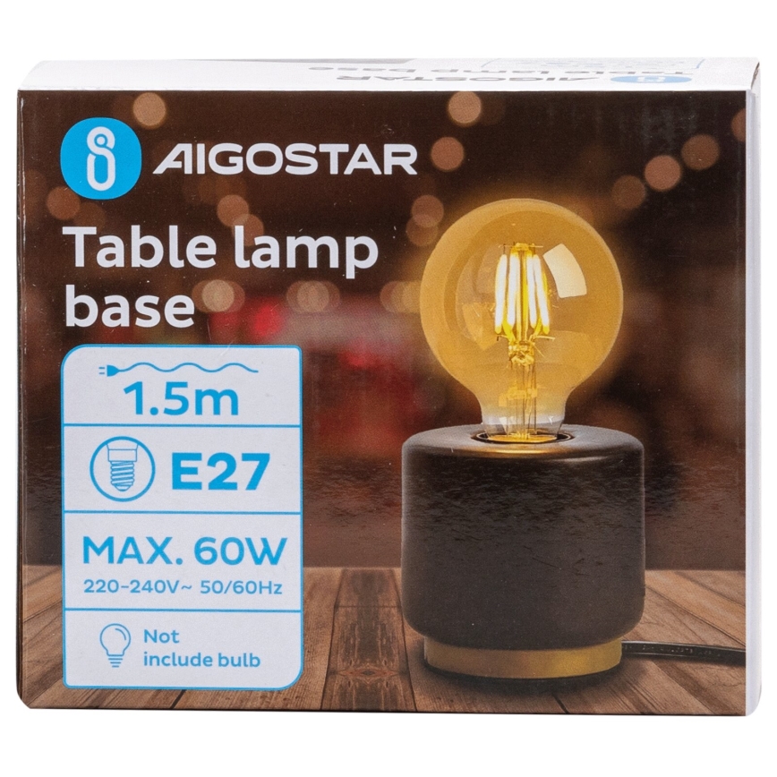 Aigostar - Galda lampa 1xE27/60W/230V melna
