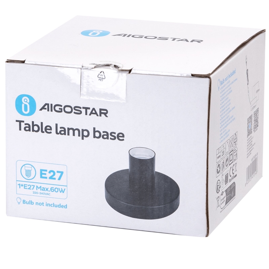 Aigostar - Galda lampa 1xE27/60W/230V melna