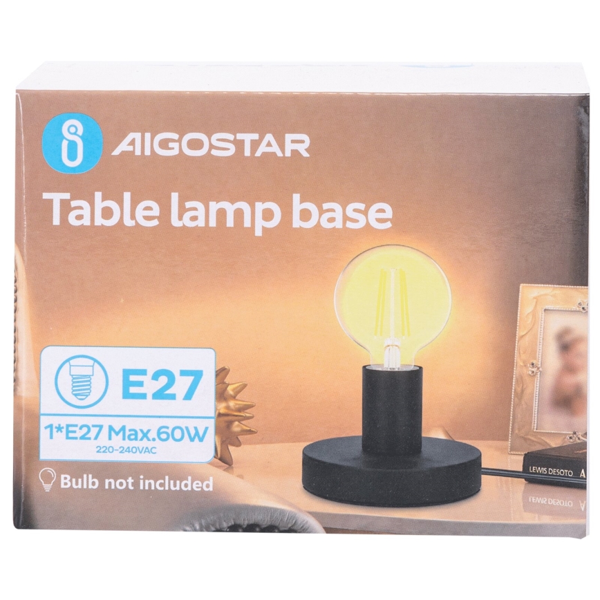 Aigostar - Galda lampa 1xE27/60W/230V melna