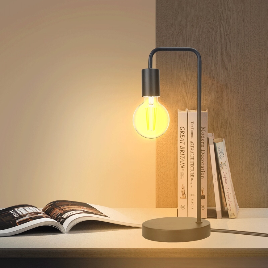 Aigostar - Galda lampa 1xE27/60W/230V melna