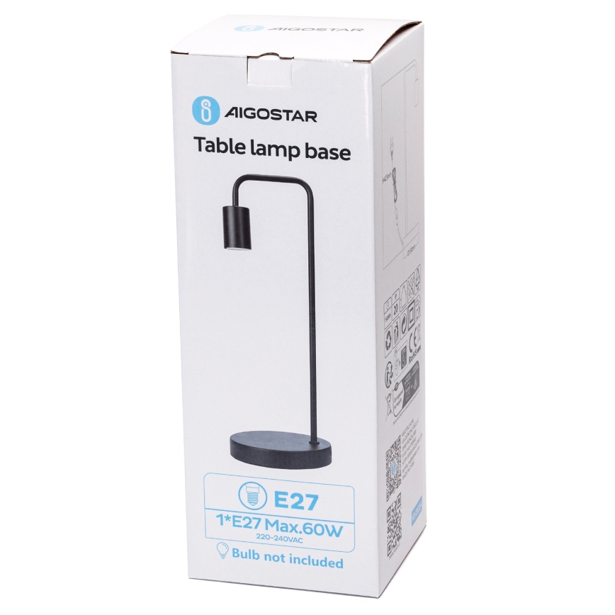 Aigostar - Galda lampa 1xE27/60W/230V melna