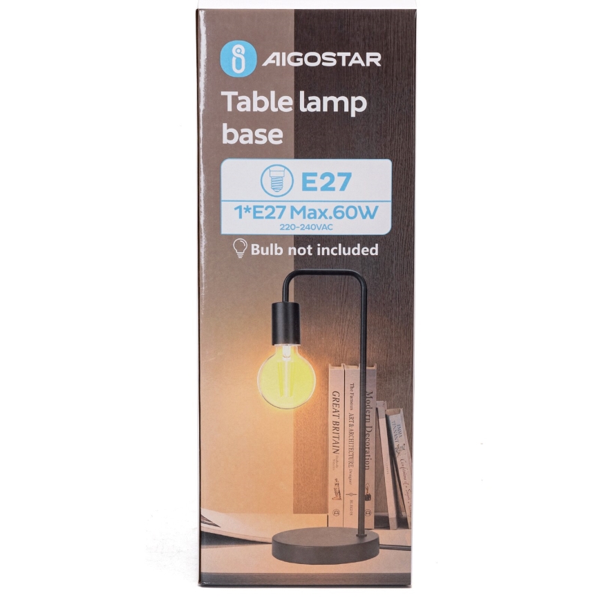Aigostar - Galda lampa 1xE27/60W/230V melna