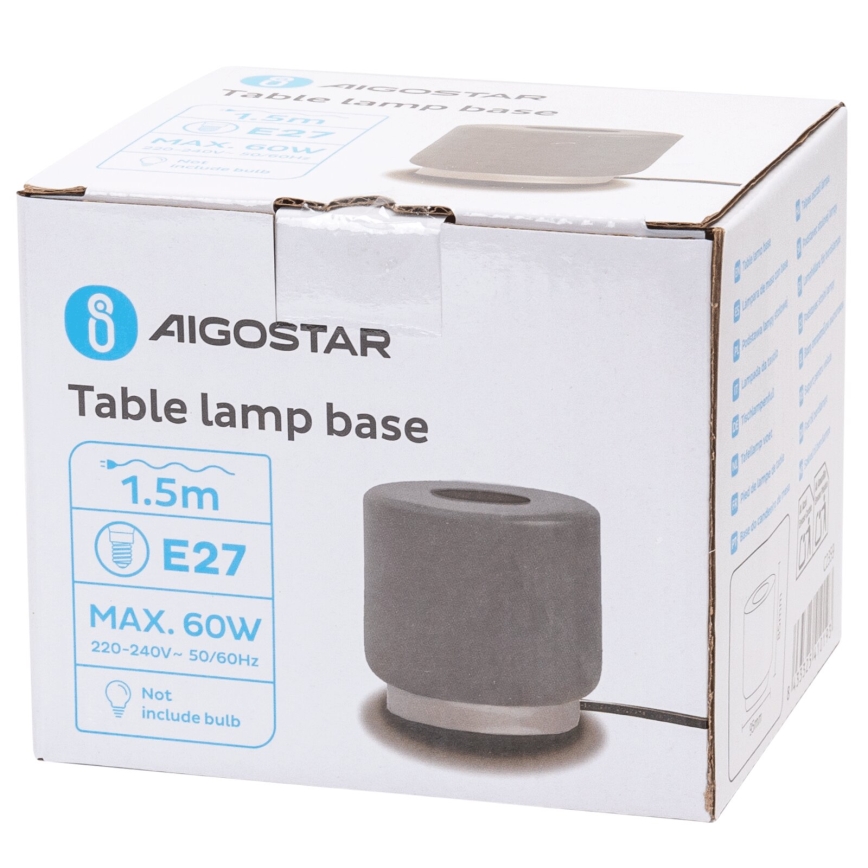 Aigostar - Galda lampa 1xE27/60W/230V pelēka