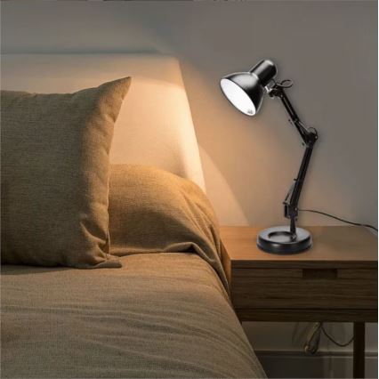 Aigostar - Galda lampa 2in1 1xE27/40W/230V melna