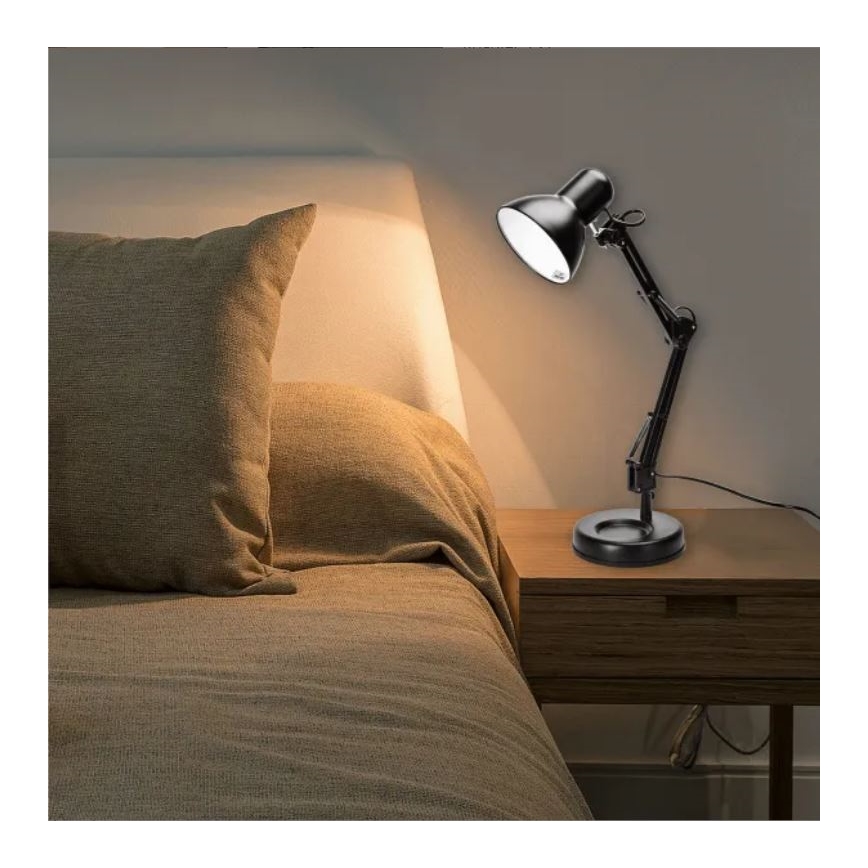 Aigostar - Galda lampa 2in1 1xE27/40W/230V melna