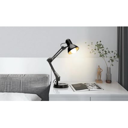 Aigostar - Galda lampa 2in1 1xE27/40W/230V melna